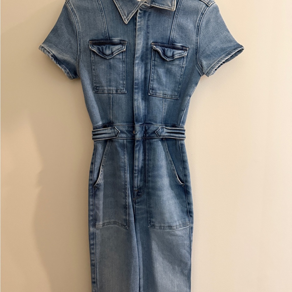 Good American Blue Denim Midi Dress
